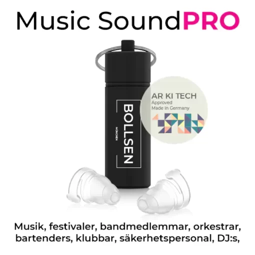 BOLLSEN Music SoundPRO öronproppar med AR KI Tech Mätning för musik - musik, festivaler, orkestrar, bartenders, klubbar, säkerhetspersonal, DJ:s